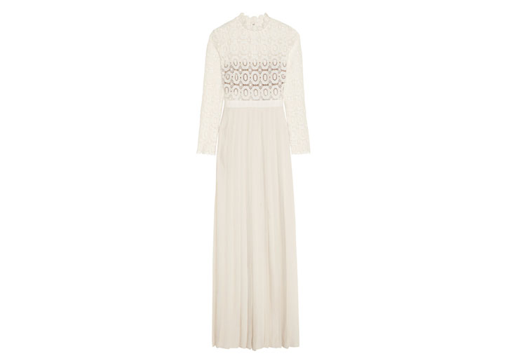 Guipure lace and crepe maxi dress - 2color