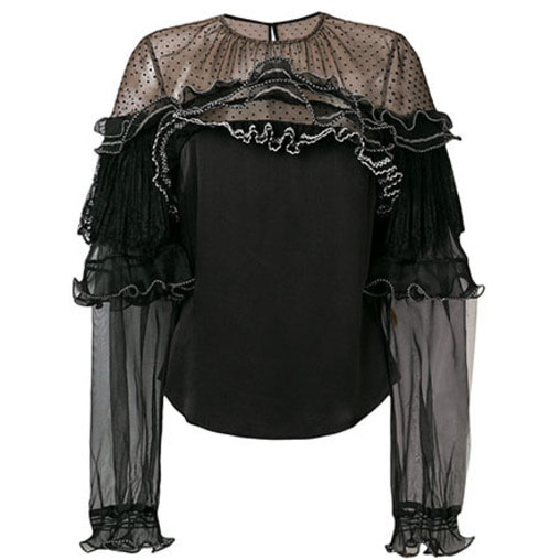 lace trim blouse black