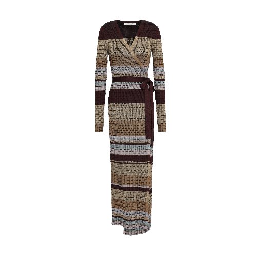 Metallic jacquard-knit maxi wrap dress