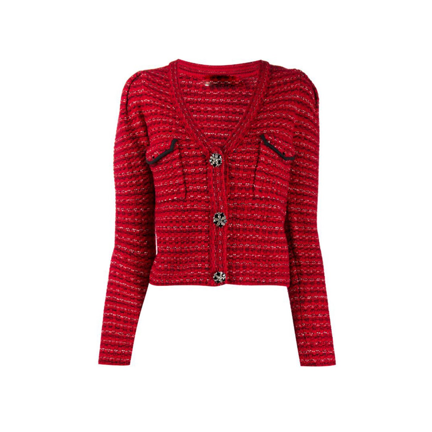 Red Melange Knit Cardigan