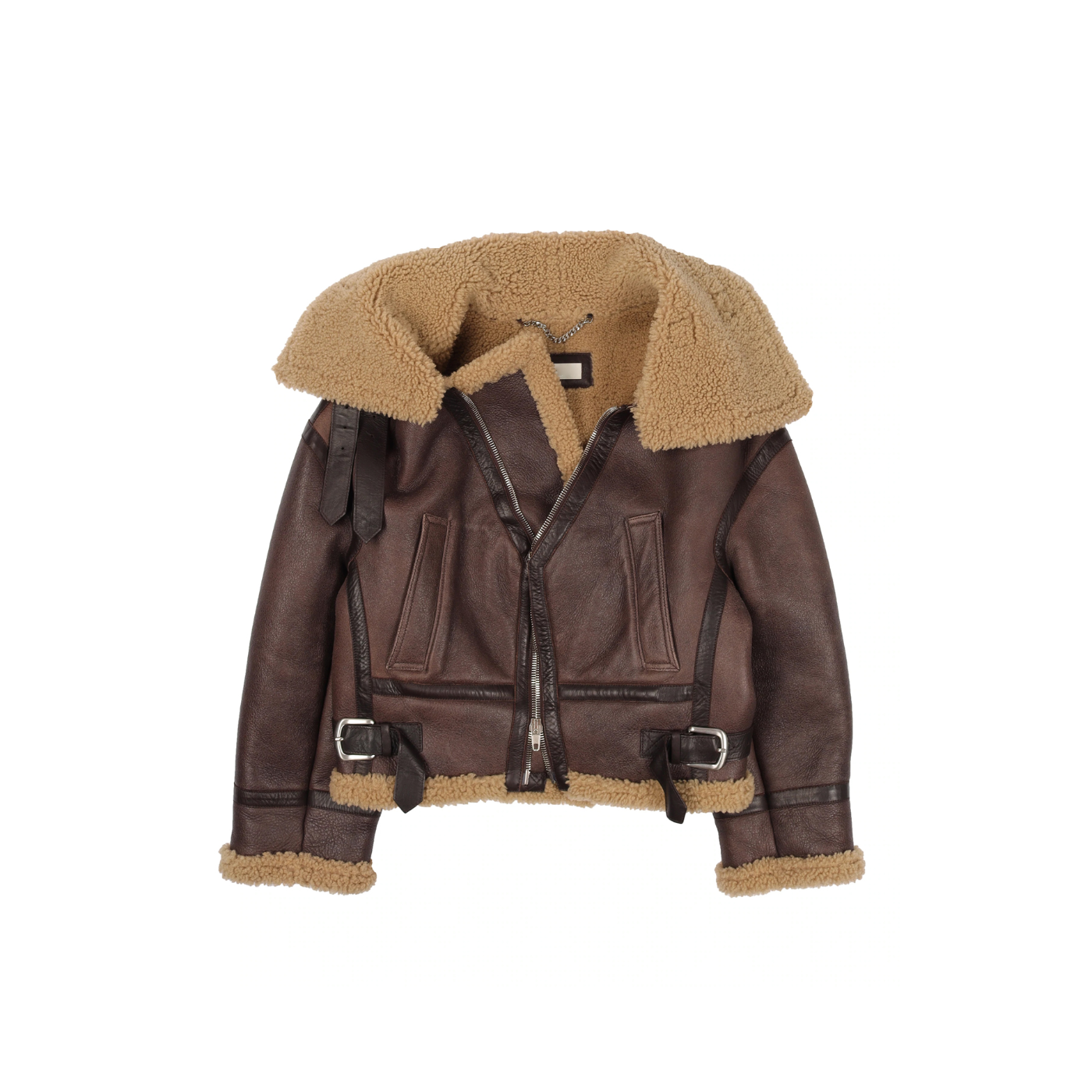 Cropped Shearling Leather Jacket